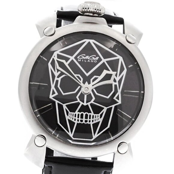 GaGa MILANO Manuale48 Bionic Skull 5069 black Dial Hand Winding Men's_871664 - Picture 1 of 6